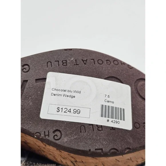 Chocolat Blu Women's Wild Denim Camo Wedge Heel Sandal  Size 7.5 - Picture 9 of 10